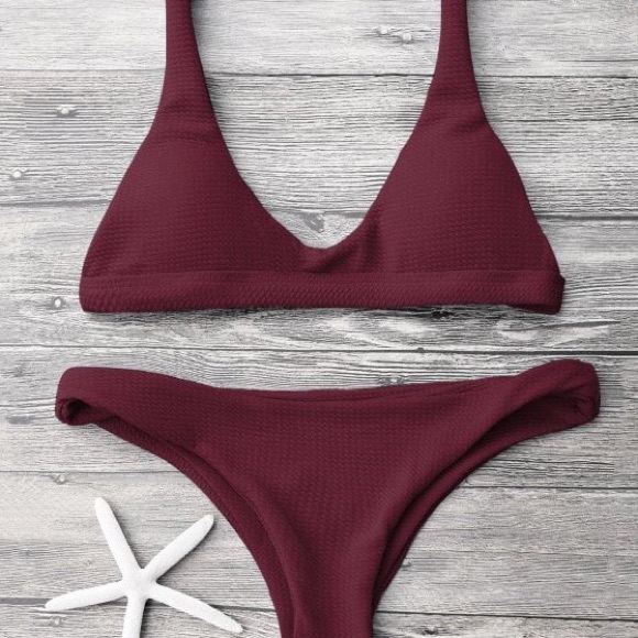 Zaful Other - ⭐️SALE⭐️Burgundy Low Waisted Padded Scoop Bikini